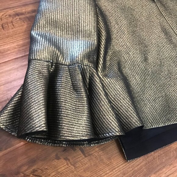 BCBGMaxAzria - Gold Metallic Bell Sleeve "Valari" Blouse sz M - Picture 3 of 6